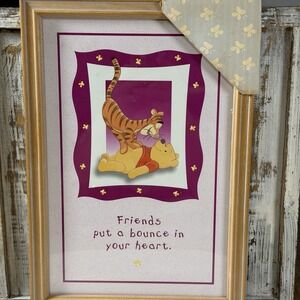 Disney Winnie the Pooh & Tigger Framed "Friends Put A Bounce in your heart" NOS